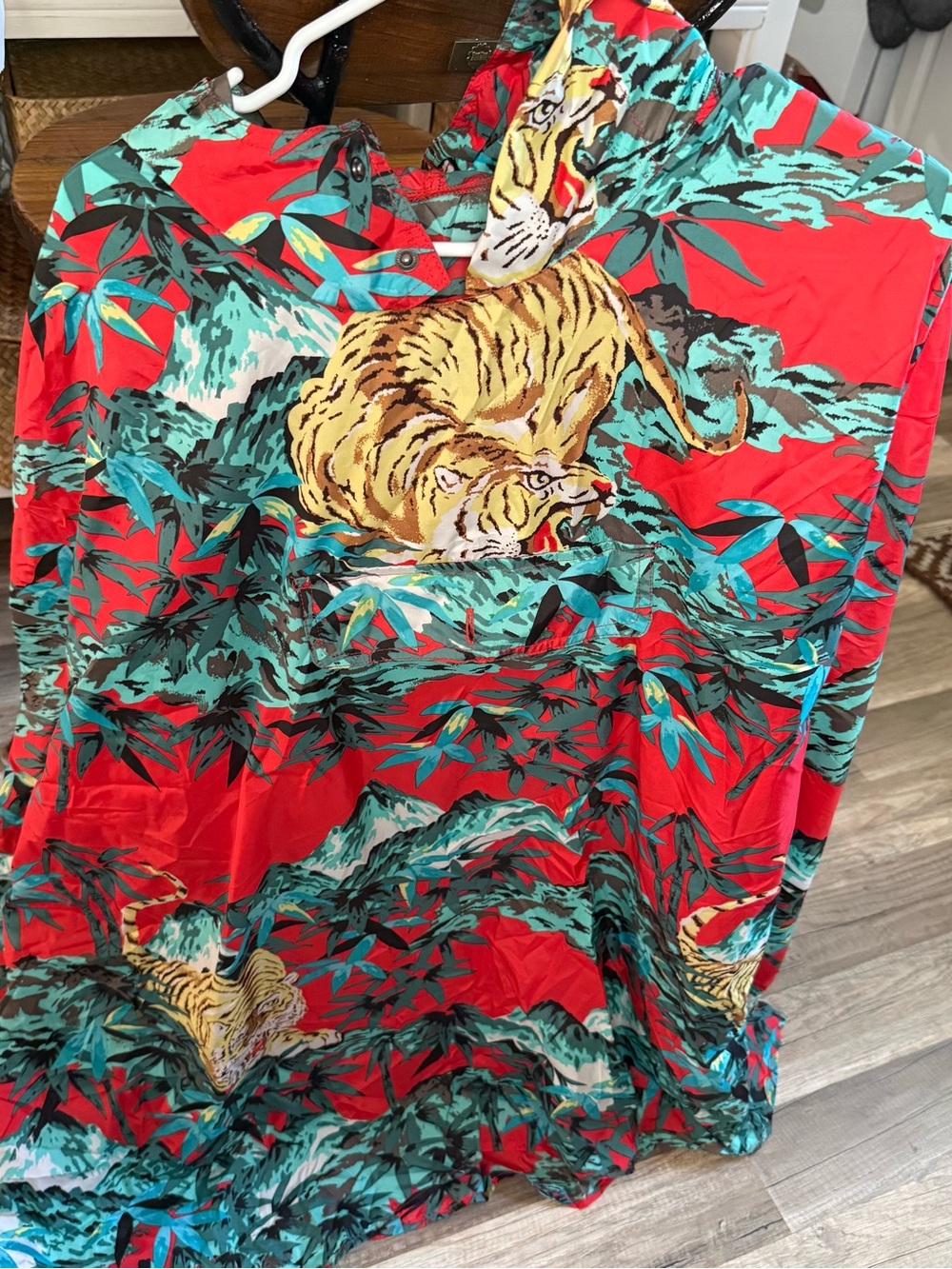 Retro American Eagle Outfitters Red Tiger Print Rain Cape